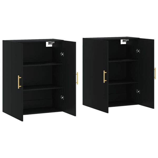 vidaXL sienas skapī&scaron;i, 2 gab., melns, 69,5x34x90 cm