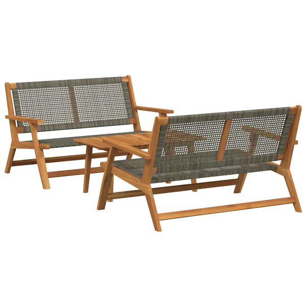 vidaXL Dārza krēsli ar galdu 3 pcs Pelēka 90 x 45 x 40 cm