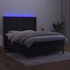 vidaXL atsperu gulta ar matraci, LED, melns samts, 140x190 cm