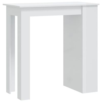 vidaXL bāra galds ar plauktu, spīdīgi balts, 102x50x103,5 cm