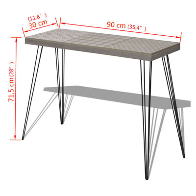 vidaXL konsoles galdiņš, 90x30x71.5 cm, pelēks