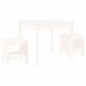 vidaXL 3-daļīgs dārza bistro komplekts, balts priedes masīvkoks