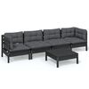 vidaXL 5-daļīgs dārza atpūtas mēbeļu komplekts ar matračiem, priede