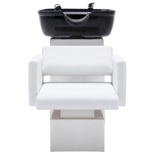 vidaXL frizieru krēsls ar izlietni, balts ar melnu, 129x59x82 cm