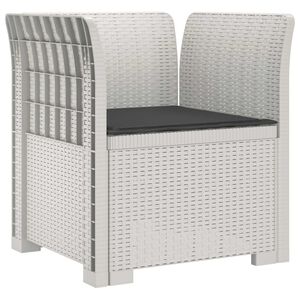 vidaXL 1-vietīgs krēsls ar spilvenu Rattan izskatā PP Balts