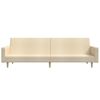vidaXL divvietīga dīvāngulta ar kājsoliņu, krēmkrāsas audums