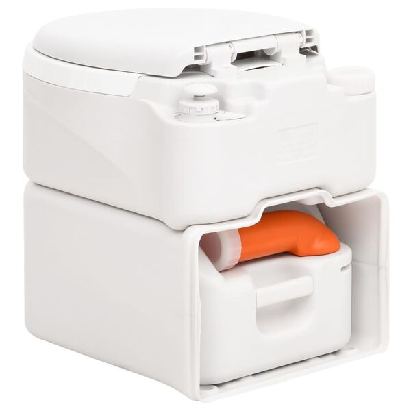 vidaXL integrētā kempinga tualete, balta, 24+17 L, HDPE un PP