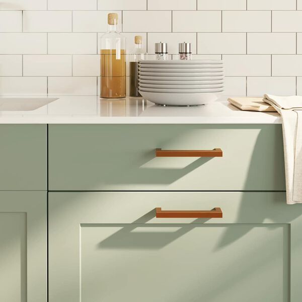 vidaXL skapja rokturi, 10 gab., bronzas, 128 mm, nerūsējo&scaron;ais tērauds