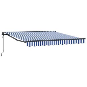 vidaXL Izvelkams jumtiņ&scaron; Zila un balta 300 x 250 cm