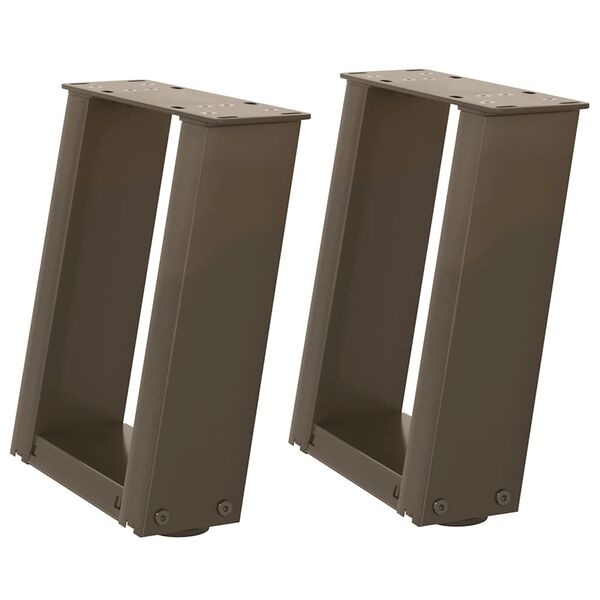 vidaXL kafijas galdiņa kājas, 2 gab., U-veida, dabīgs tērauds, 30x(30-31) cm