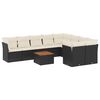 vidaXL 10-daļīgs dārza dīvāna komplekts, matrači, melna PE rotangpalma