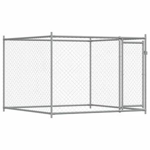 vidaXL suņu būris ar durvīm, pelēks, 2x2x1,5 m, cinkots tērauds