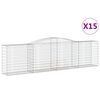 vidaXL arkveida gabiona grozi, 15gb., 400x50x100/120cm, cinkota dzelzs