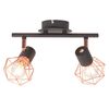 vidaXL griestu lampa ar 2 starme&scaron;iem, E14, melna ar vara brūnu