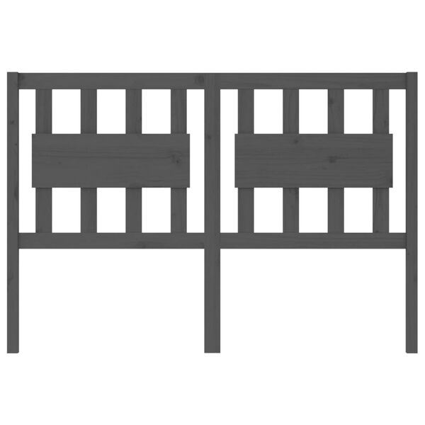 vidaXL gultas galvgalis, pelēks, 125,5x4x100 cm, priedes masīvkoks