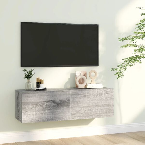 vidaXL TV skapītis, pelēcīga ozolkoka, 100x30x30 cm, inženierijas koks