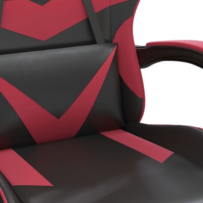 vidaXL datorkrēsls ar kāju balstu, melna un vīnsarkana mākslīgā āda