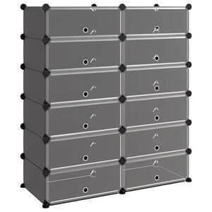 vidaXL apavu plaukts, melns, 94,5x36,5x106 cm, plastmasa