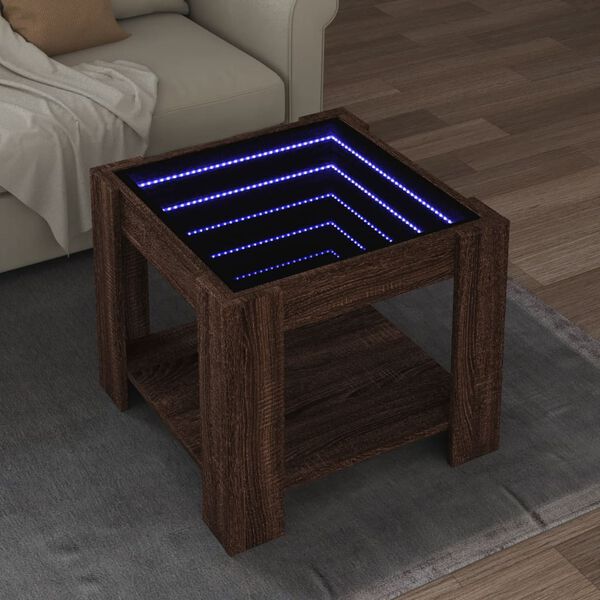 vidaXL kafijas galdiņš ar LED, 53x53x45 cm, inženierijas koks