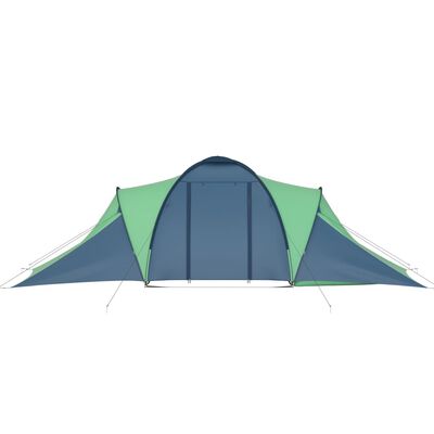vidaXL sešvietīga telts, zila un zaļa