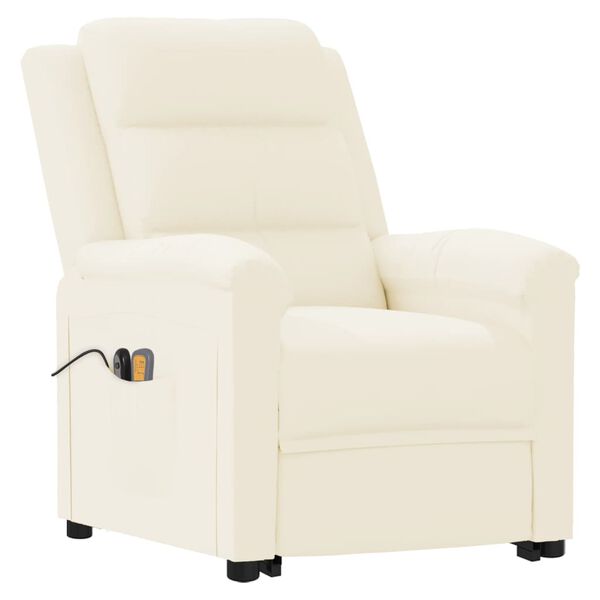 vidaXL masāžas krēsls, paceļams, krēmkrāsas mākslīgā āda