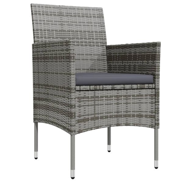 vidaXL 7-daļīgs dārza mēbeļu komplekts ar matračiem, pelēka ar melns