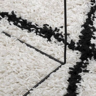 vidaXL paklājs PAMPLONA, Ø 80 cm, Shaggy, moderns, krēmkrāsu un melns