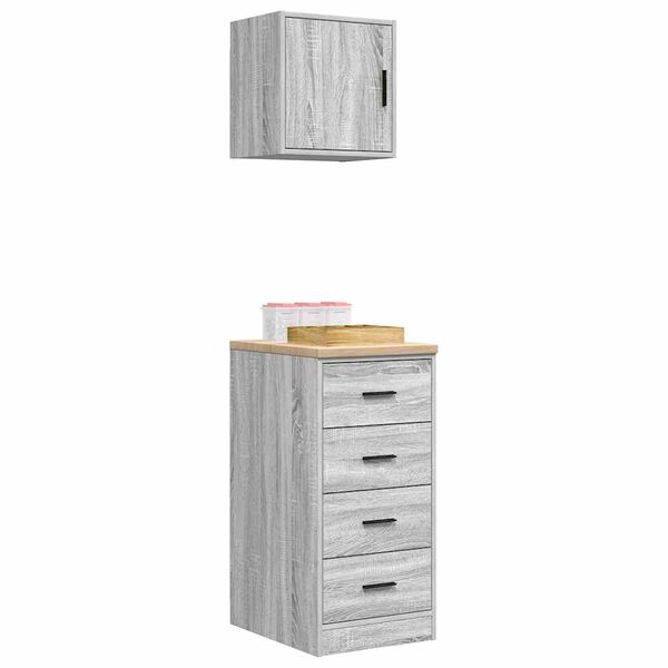 vidaXL garāžas skapji, 2 gab., betona pelēki, inženierijas koks