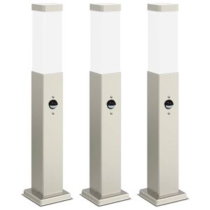 vidaXL stabveida gaismekļi ar sensoru, 3 gab., 50 cm, nerūsējo&scaron;ais tērauds, IP44