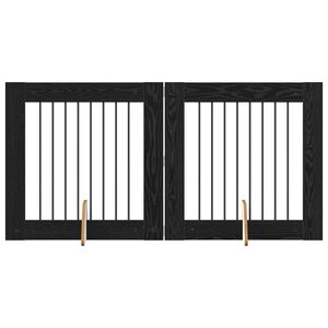 vidaXL Suņu vārti ar statīviem 2 pcs Melns ozols 80 x 80 cm