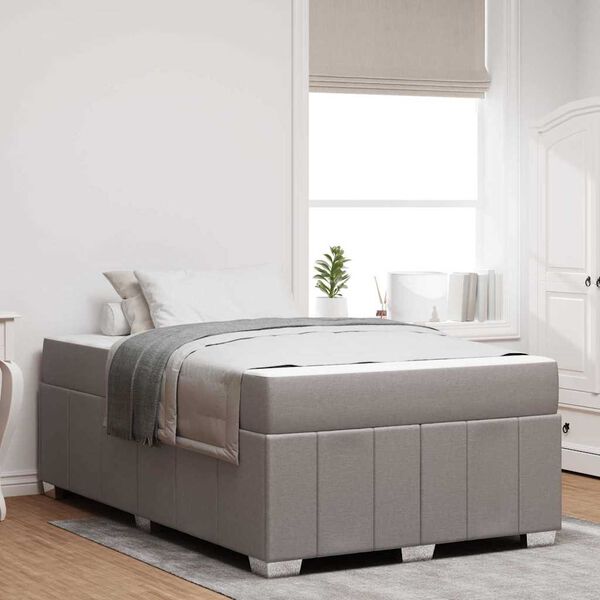 vidaXL Gultas rāmis ar matraci Pelēkbrūna 120 x 200 cm audums