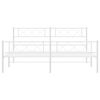 vidaXL gultas rāmis ar galvgali un kājgali, balts metāls, 183x213 cm