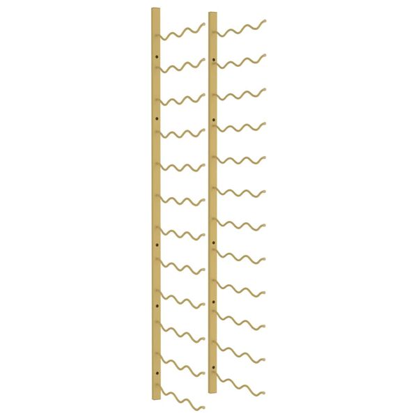 vidaXL sienas vīna pudeļu plaukts 36 pudelēm, zeltaina dzelzs