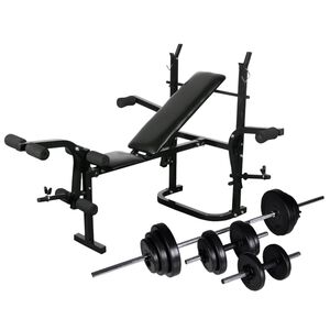 vidaXL svarcel&scaron;anas sols ar statīvu, hantelēm un stieni, 30,5 kg
