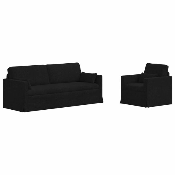 vidaXL Dīvāns 2 pcs Melna 198 x 78 x 80 cm audums