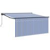 vidaXL Izvelkams jumtiņ&scaron; Zila un balta 300 x 250 cm