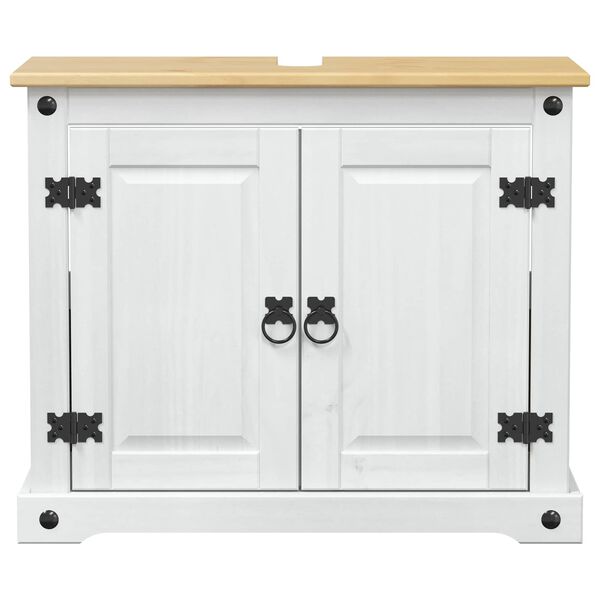 vidaXL Izlietnes skapītis Balts 73 x 33 x 60 cm Ciets priedes koks