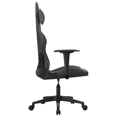 vidaXL masāžas datorspēļu krēsls, melna un pelēka mākslīgā āda