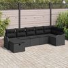 vidaXL Dārza dīvānu komplekts 7 pcs Melna Poliūtu rotangpalma