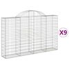 vidaXL arkveida gabiona grozi, 9 gb., 200x30x120/140cm, cinkota dzelzs