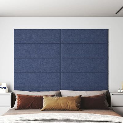 vidaXL sienas paneļi, 12 gab., zili, 90x30 cm, audums, 3,24 m²