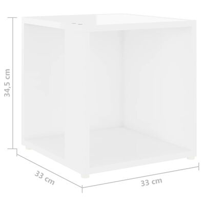 vidaXL galdiņš, spīdīgi balts, 33x33x34,5 cm, skaidu plāksne