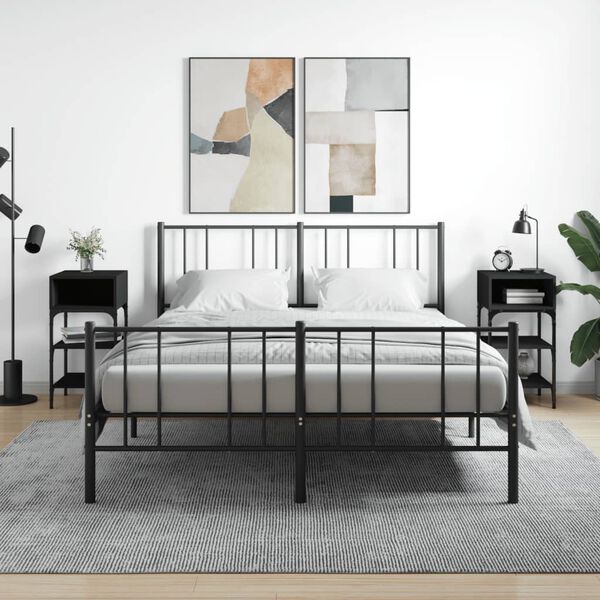 vidaXL naktsgaldiņi, 2 gab., melni, 35x34,5x70 cm, inženierijas koks