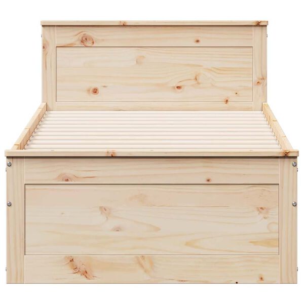 vidaXL gulta bez matrača, ar galvgali, 90x190 cm, priedes koks