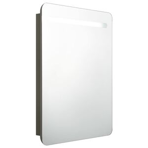 vidaXL vannasistabas skapītis ar spoguli un LED, 60x11x80 cm, pelēks