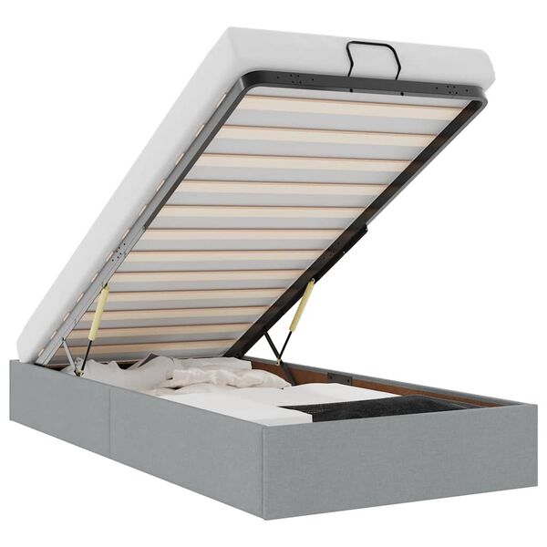 vidaXL Osmaņu gultas rāmis bez matrača gai&scaron;i pelēks 90x190 cm audums