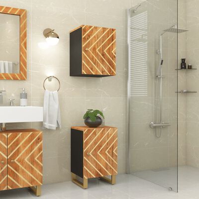 vidaXL vannasistabas sienas skapītis, brūns un melns, mango masīvkoks