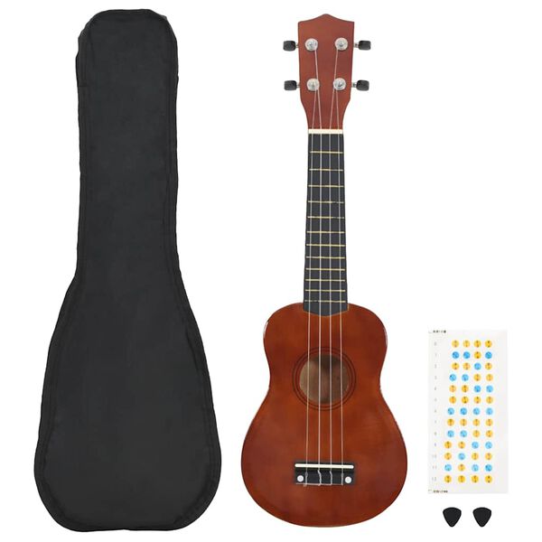 vidaXL soprāna bērnu ukulele ar somu, dabīga krāsa, 21"