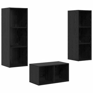 vidaXL TV skapī&scaron;u komplekts Melns ozolkoks 37 x 37 x 107 cm