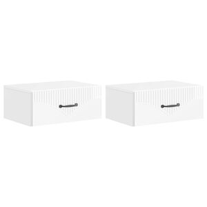 vidaXL Sienā stiprināms nakts skapis ar atvilktni 2 pcs Spīdīgi balts